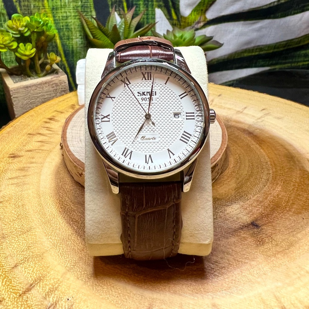 Mens SKMEI 9058 Genuine Leather Watch🤎✨